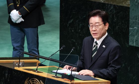 제81차 유엔총회 기조연설 하는 이재명 대통령