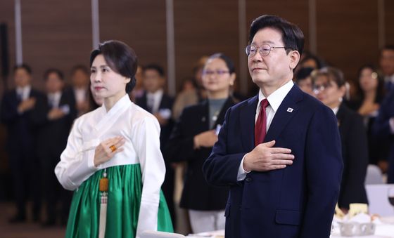 이재명 대통령, 멕시코 동포 간담회 국민의례
