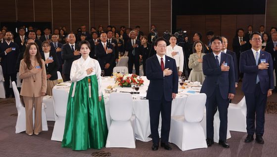 이재명 대통령, 멕시코 동포 간담회 국민의례
