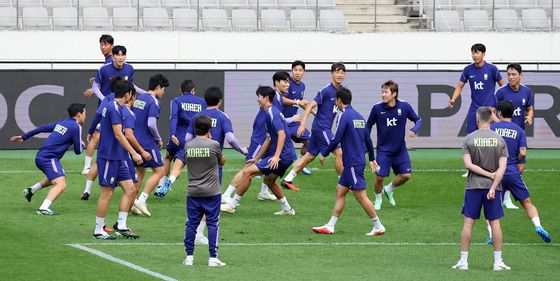 공식훈련하는 축구대표팀