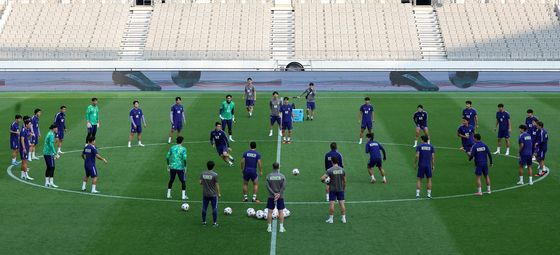 공식훈련하는 축구대표팀