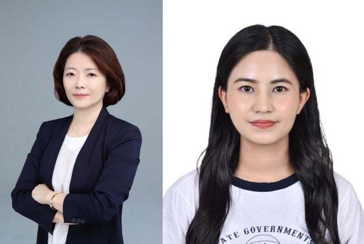 본문 이미지 - 정주연 한국생명공학연구원 바이오나노연구센터장(왼쪽), 짠더니 스레스터 가톨릭대 의과대학 석박사통합과정생(한국세포주연구재단 제공)