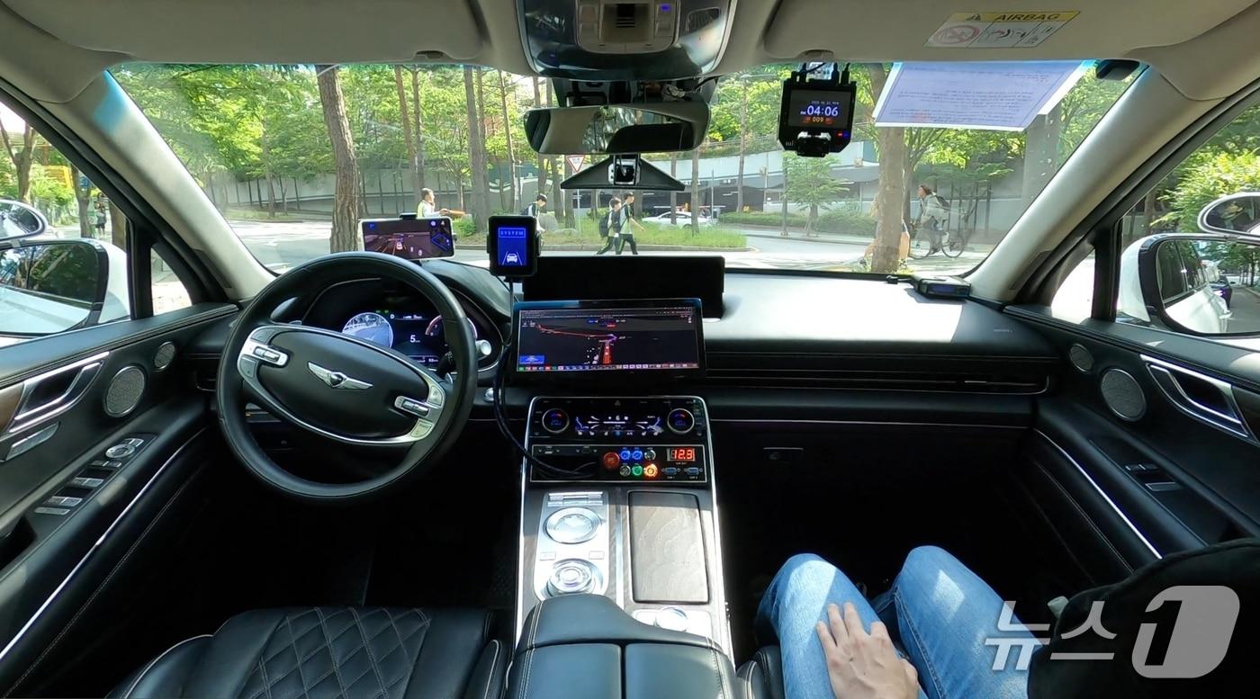 서울 상암에서 시험 운행 중인 라이드플럭스 무인 자율주행 차량(라이드플럭스 제공)