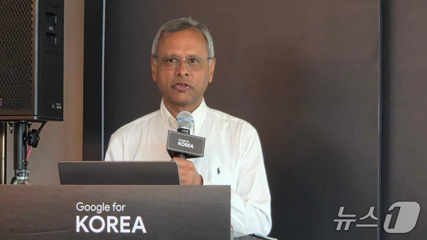 마니쉬 굽타 구글 딥마인드 시니어 디렉터가 구글 포 코리아 2025 간담회에서 발언하고 있다. 2025.7.2 뉴스1 ⓒ News1 김민석 기자
