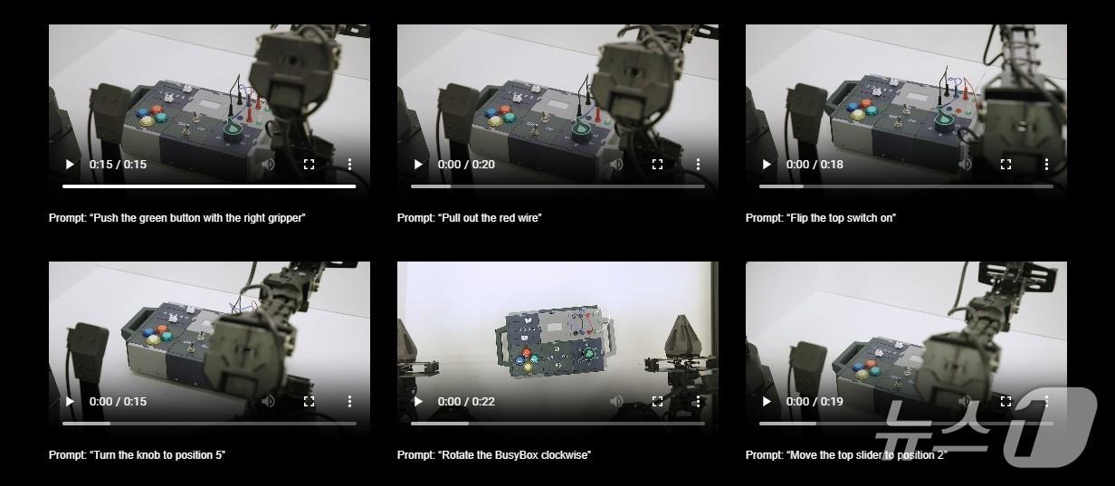 본문 이미지 - 자연어 지침 따른 비지박스(BusyBox) 조작 및 특정 과업군(task family) 전반의 어포던스 일반화(Affordance generalization) 성능 시연(마이크로소프트 제공)