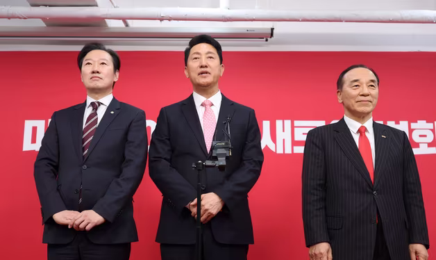 면접 마치고 브리핑 하는 국민의힘 서울시장 후보들